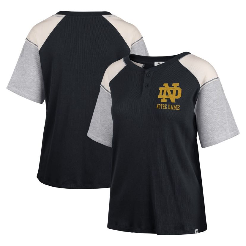 NCAA Notre Dame Fighting Irish Underline Harvey Colorblock Raglan Henley T-Shirt
