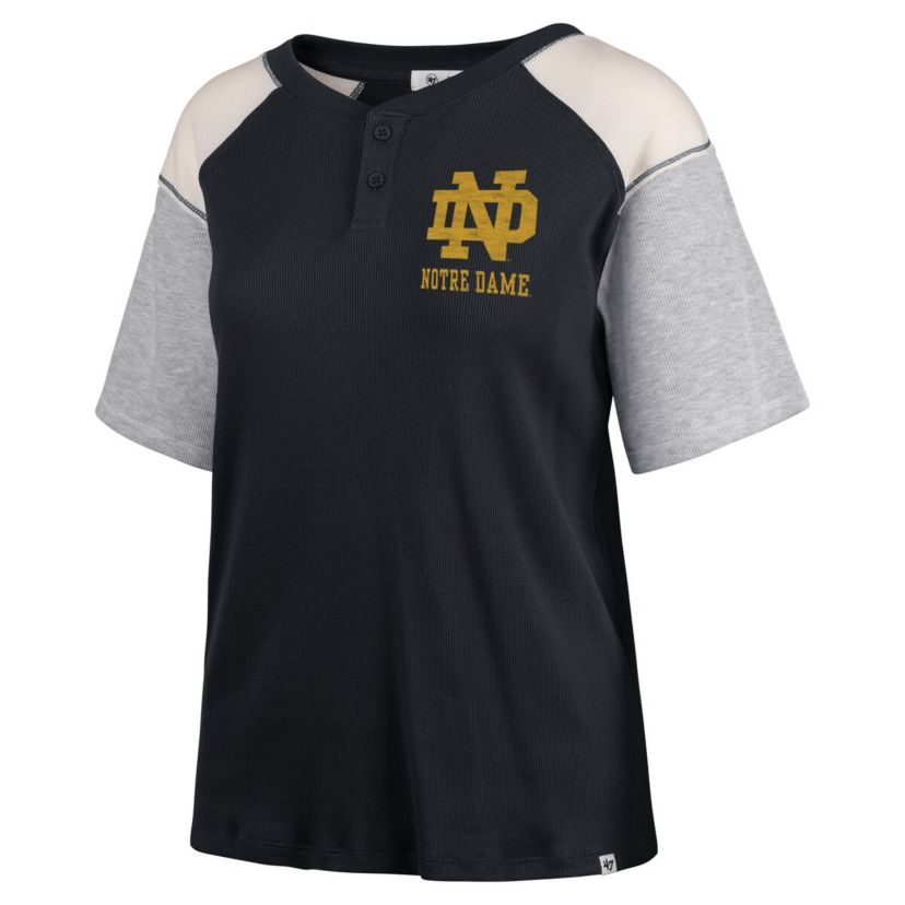 NCAA Notre Dame Fighting Irish Underline Harvey Colorblock Raglan Henley T-Shirt