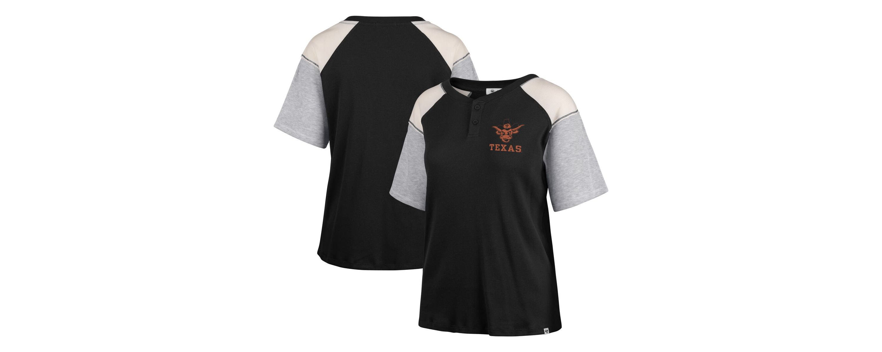 NCAA Texas Longhorns Underline Harvey Colorblock Raglan Henley T-Shirt