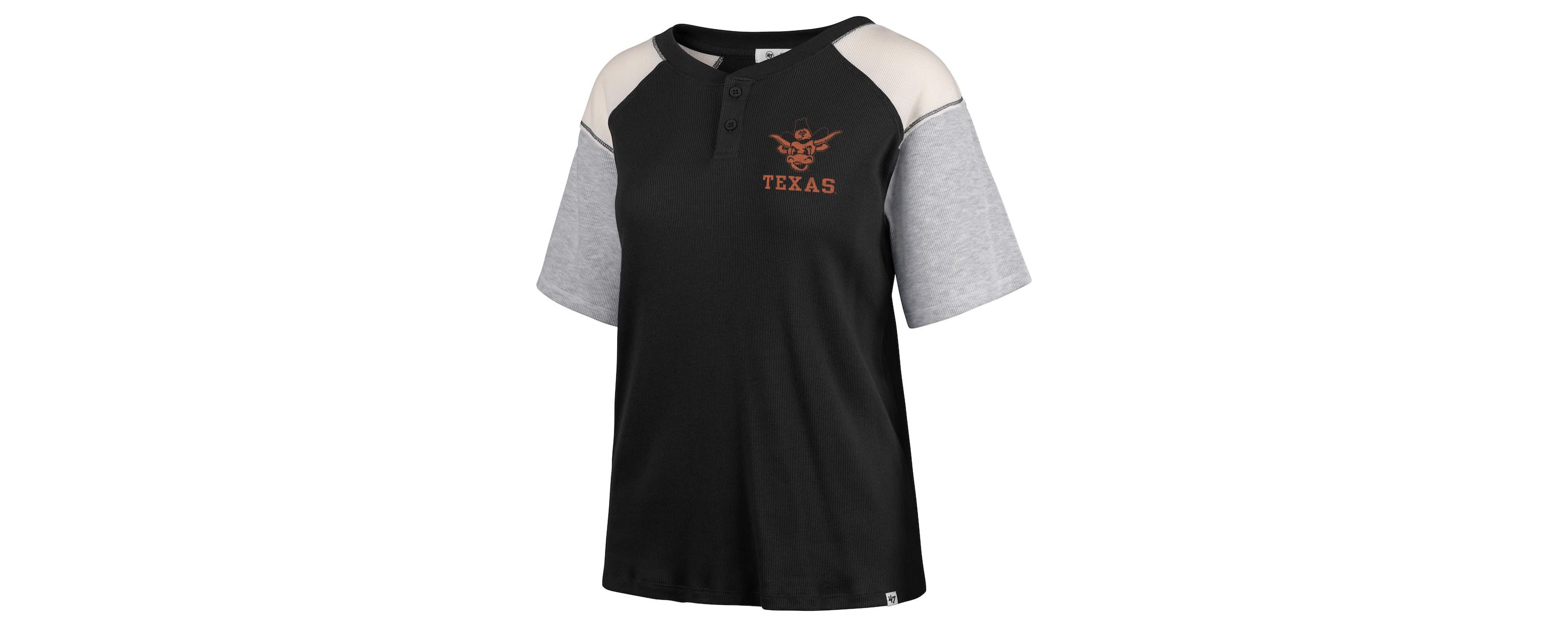 NCAA Texas Longhorns Underline Harvey Colorblock Raglan Henley T-Shirt