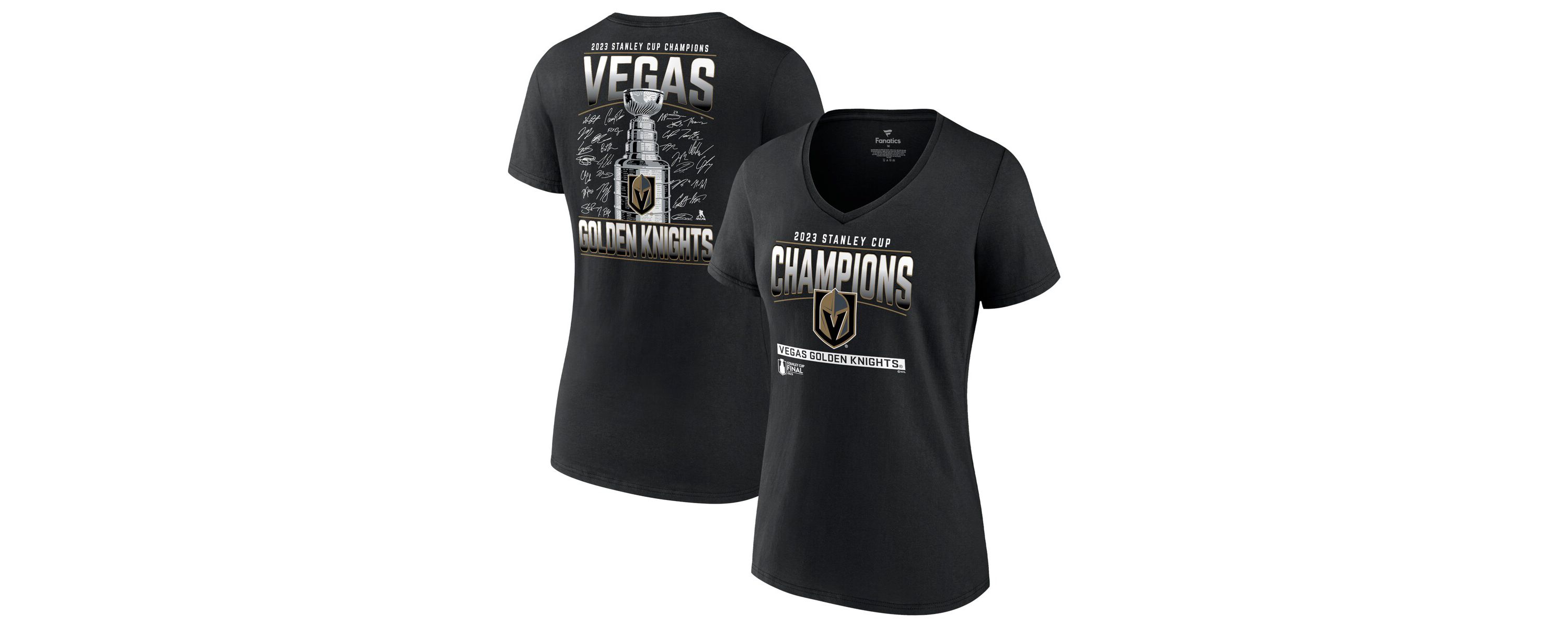 NHL Fanatics Vegas Golden Knights 2023 Stanley Cup s Signature Roster V-Neck T-Shirt