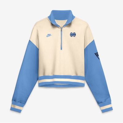 NCAA Nike Natural/Carolina North Carolina Tar Heels Oversized Legacy Color Block Cropped Quarter-Zip Pullover
