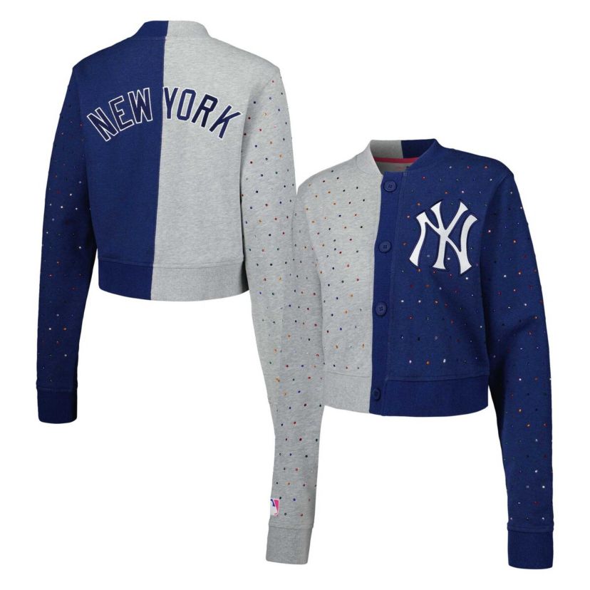 MLB New York Yankees Cropped Button-Up Cardigan