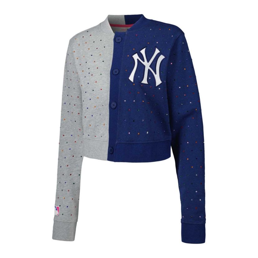 MLB New York Yankees Cropped Button-Up Cardigan