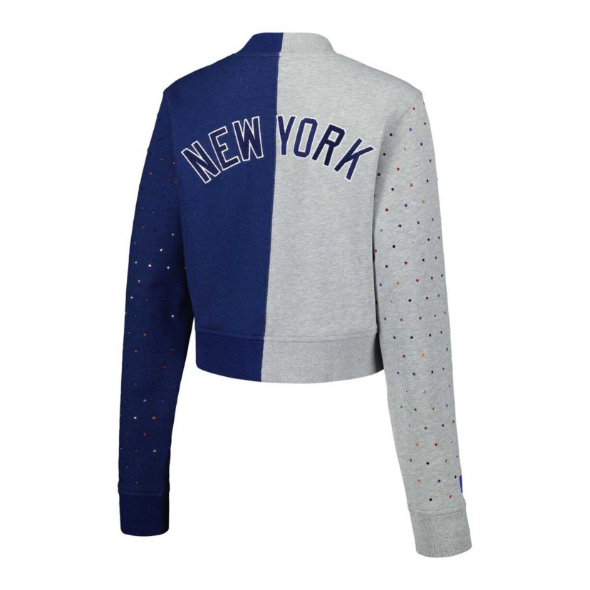 MLB New York Yankees Cropped Button-Up Cardigan