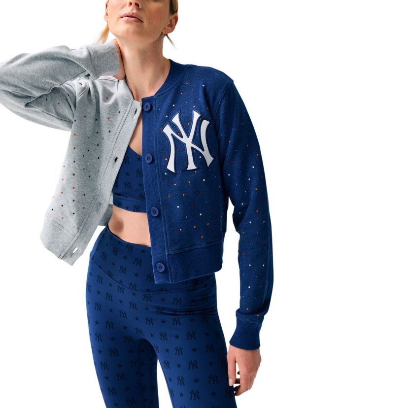 MLB New York Yankees Cropped Button-Up Cardigan