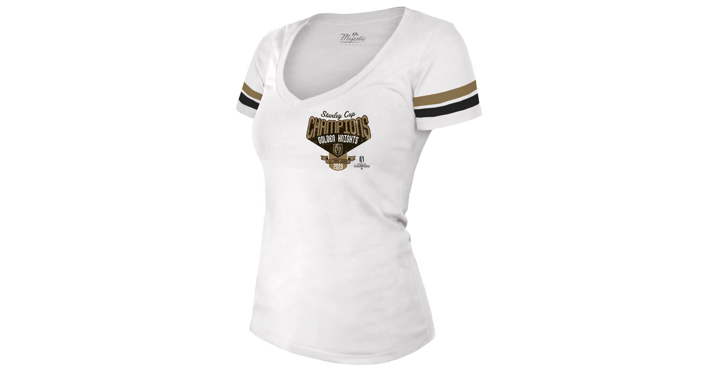 NHL Vegas Golden Knights 2023 Stanley Cup s Striped V-Neck T-Shirt
