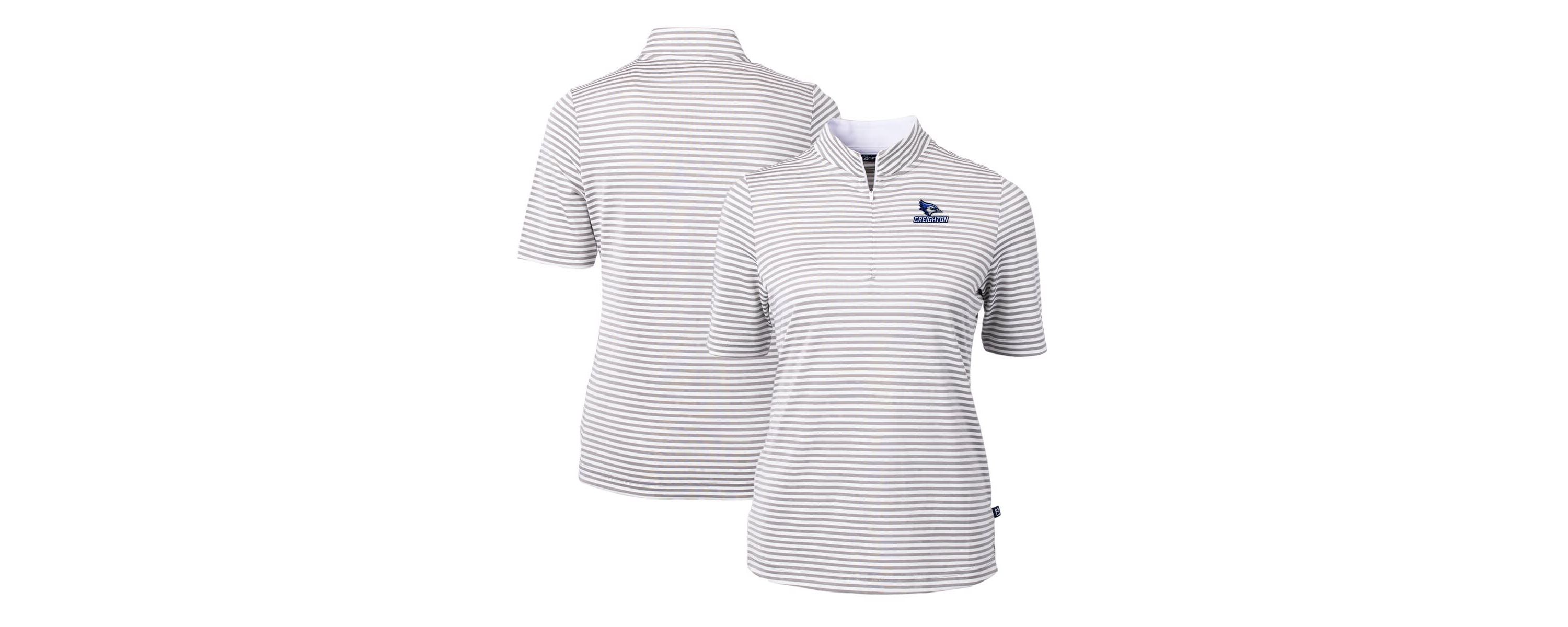 Creighton University Bluejays NCAA Creighton Bluejays DryTec Virtue Eco Pique Stripe Recycled Polo
