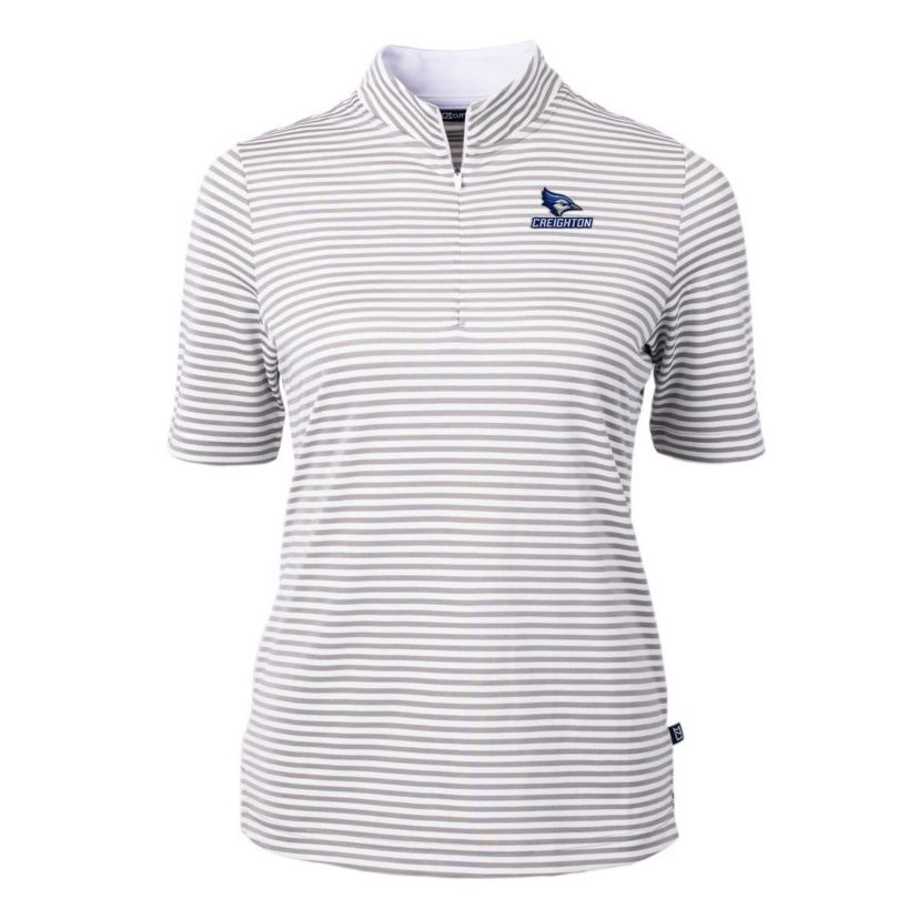 Creighton University Bluejays NCAA Creighton Bluejays DryTec Virtue Eco Pique Stripe Recycled Polo