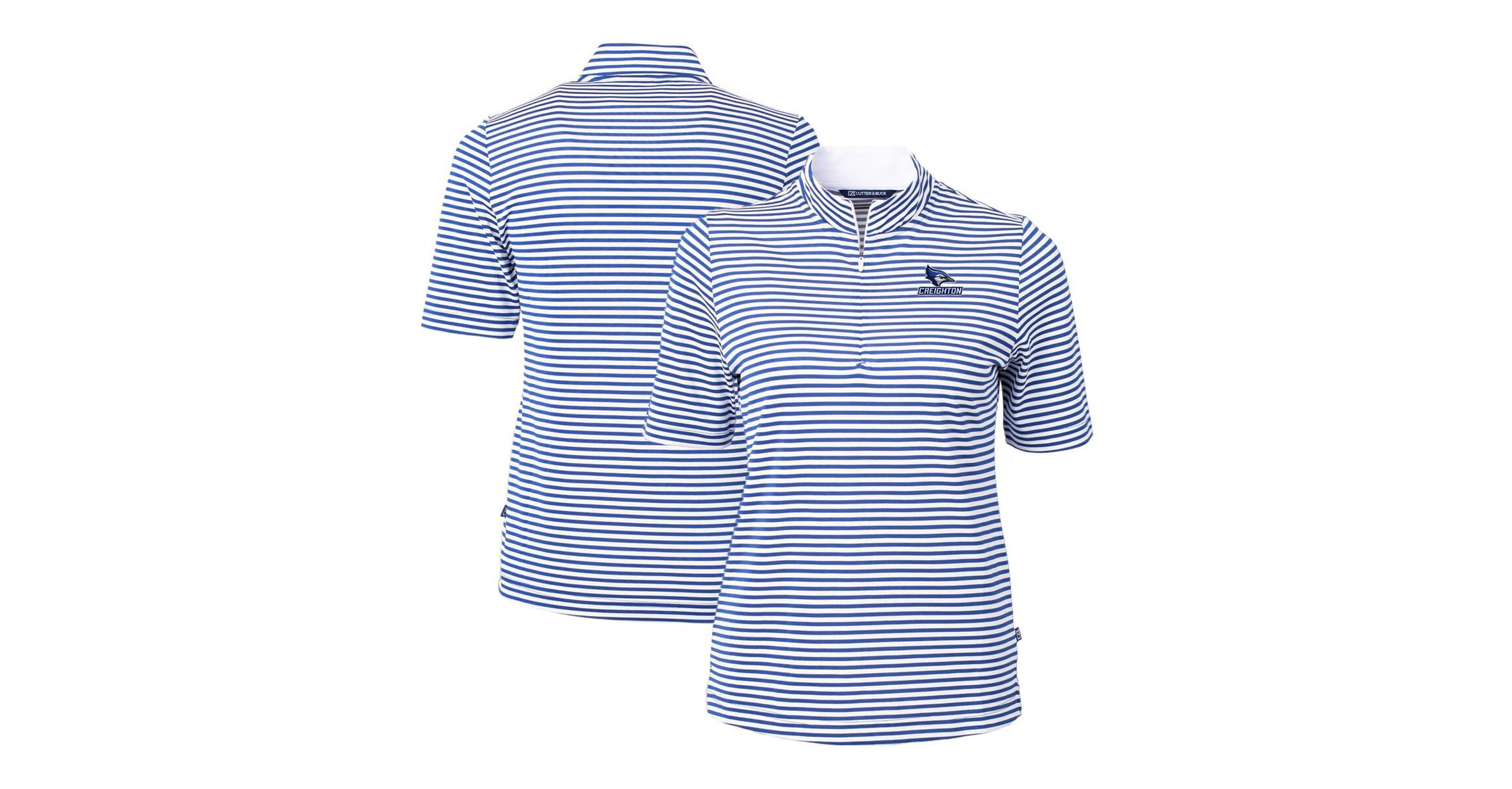 Creighton University Bluejays NCAA Creighton Bluejays DryTec Virtue Eco Pique Stripe Recycled Polo
