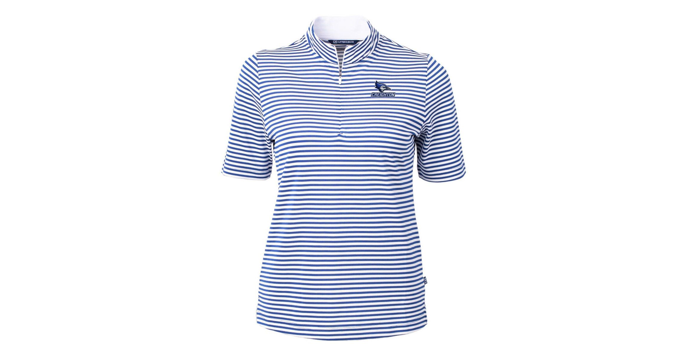 Creighton University Bluejays NCAA Creighton Bluejays DryTec Virtue Eco Pique Stripe Recycled Polo