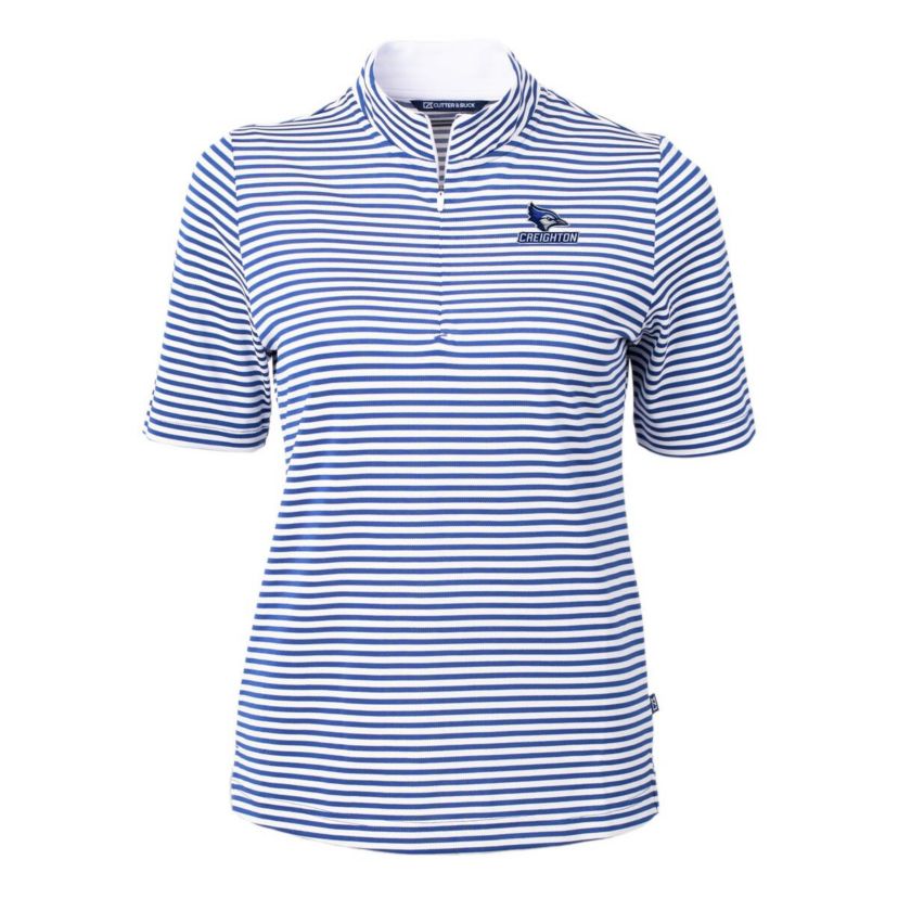 Creighton University Bluejays NCAA Creighton Bluejays DryTec Virtue Eco Pique Stripe Recycled Polo