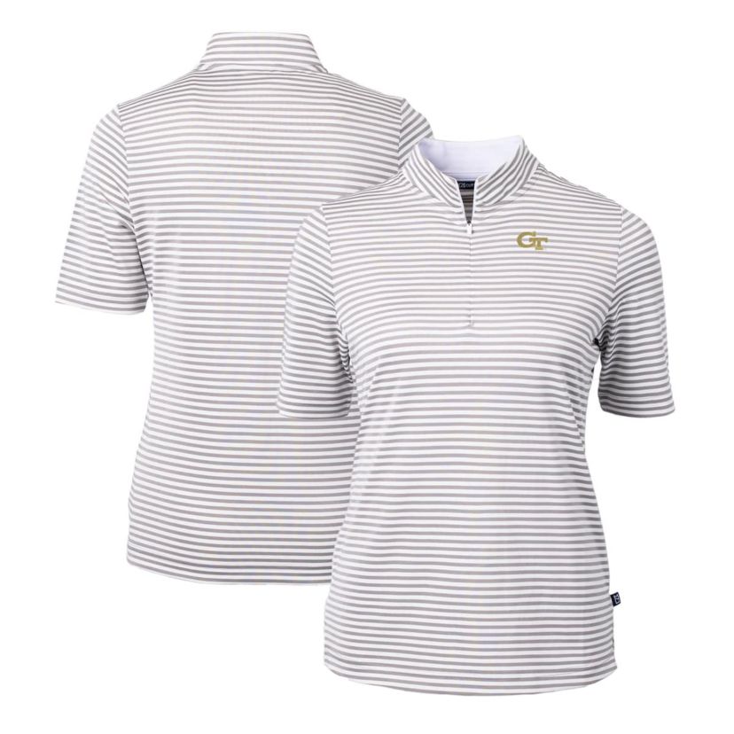 Georgia Tech Yellow Jackets NCAA Georgia Tech Jackets DryTec Virtue Eco Pique Stripe Recycled Polo
