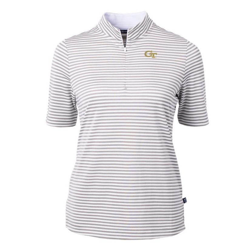 Georgia Tech Yellow Jackets NCAA Georgia Tech Jackets DryTec Virtue Eco Pique Stripe Recycled Polo