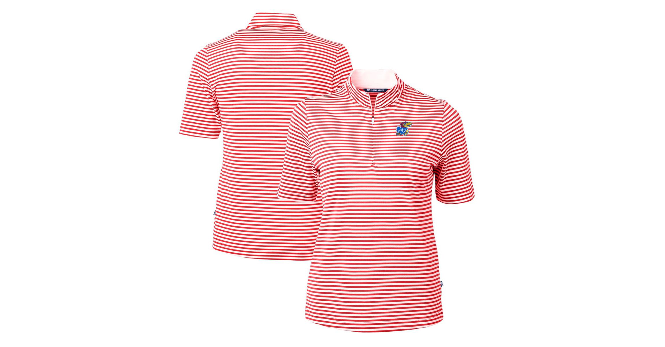 NCAA Kansas Jayhawks DryTec Virtue Eco Pique Stripe Recycled Polo