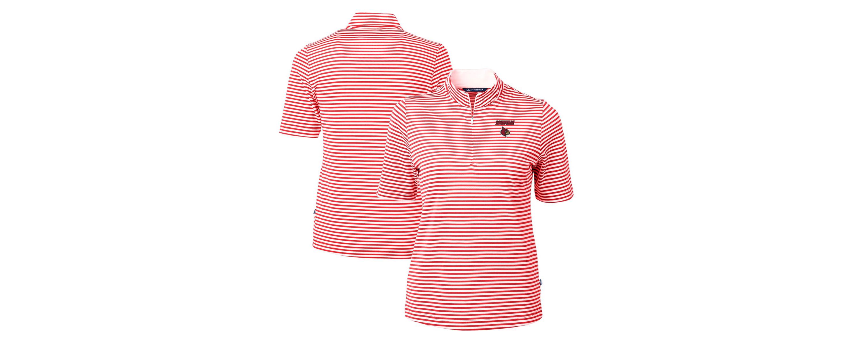 NCAA Louisville Cardinals DryTec Virtue Eco Pique Stripe Recycled Polo