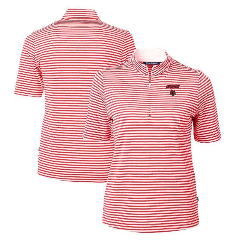 NCAA Louisville Cardinals DryTec Virtue Eco Pique Stripe Recycled Polo