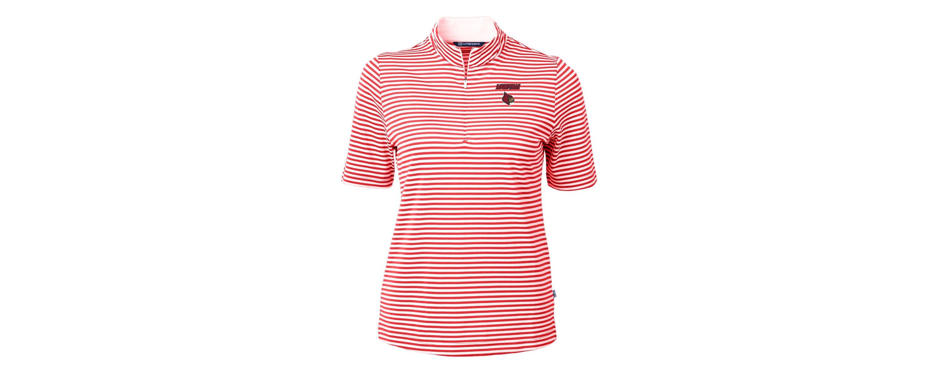 NCAA Louisville Cardinals DryTec Virtue Eco Pique Stripe Recycled Polo