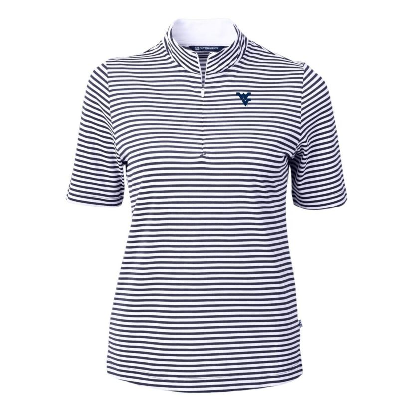 NCAA West Virginia Mountaineers DryTec Virtue Eco Pique Stripe Recycled Polo