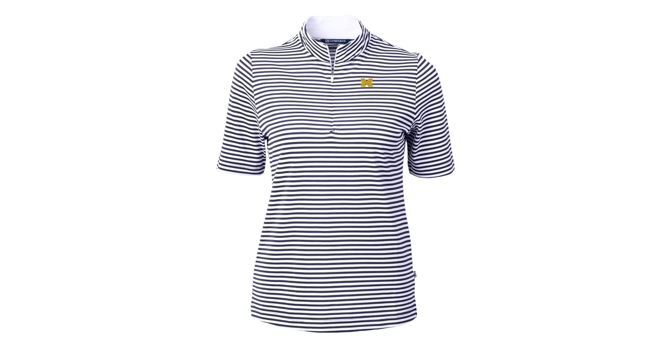 NCAA Michigan Wolverines DryTec Virtue Eco Pique Stripe Recycled Polo