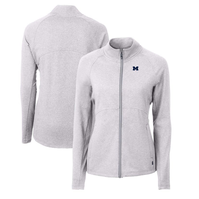 NCAA Heather Michigan Wolverines Adapt Eco Knit Heather Recycled Full-Zip Jacket