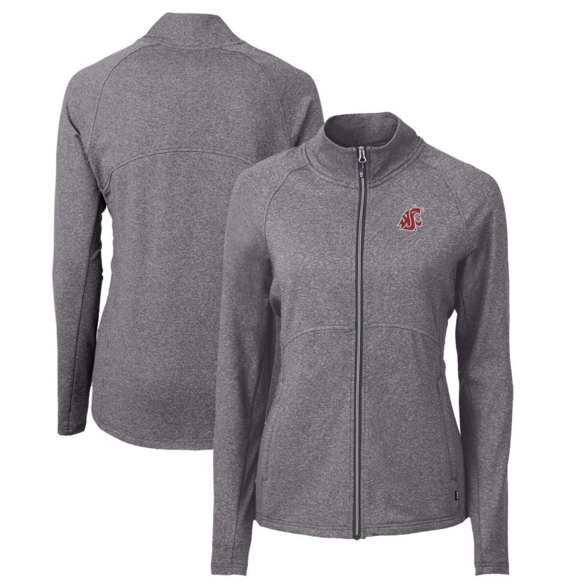 NCAA Heather Washington State Cougars Adapt Eco Knit Heather Recycled Full-Zip Jacket