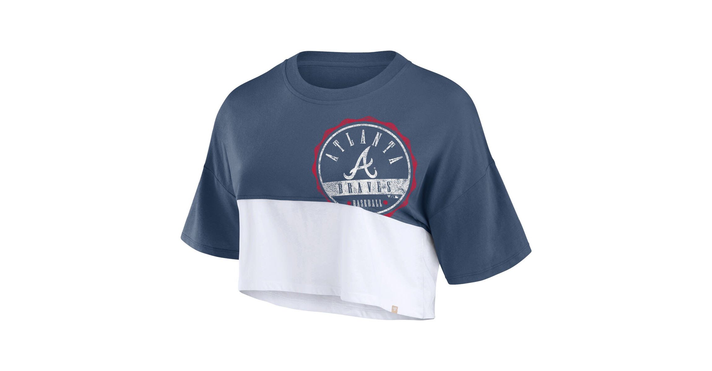 MLB Fanatics Atlanta Braves Color Split Boxy Cropped T-Shirt