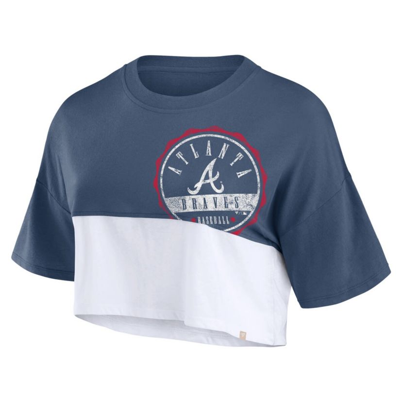 MLB Fanatics Atlanta Braves Color Split Boxy Cropped T-Shirt