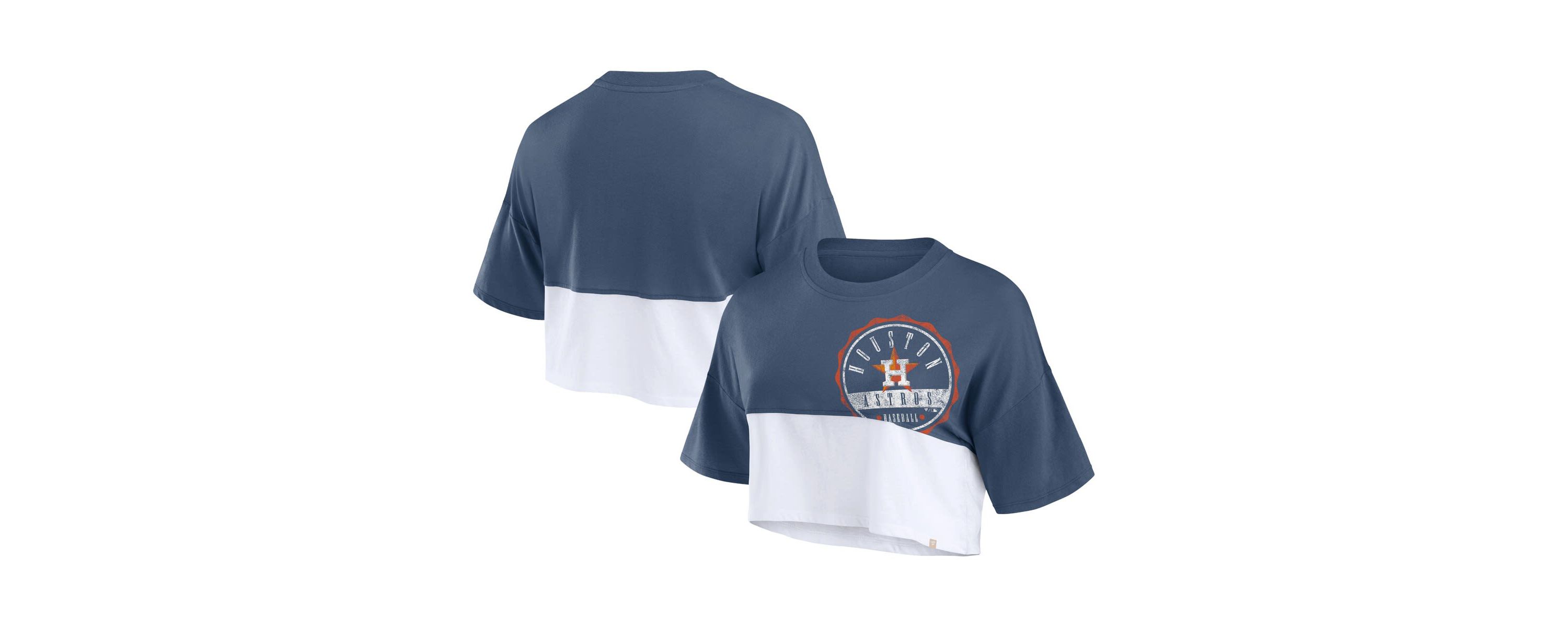 MLB Fanatics Houston Astros Color Split Boxy Cropped T-Shirt