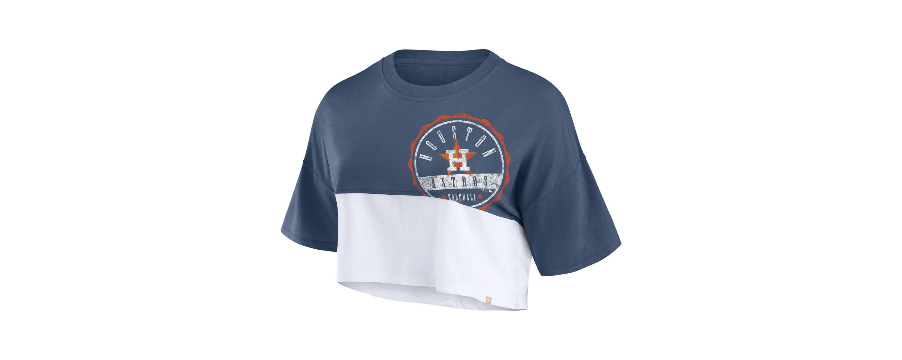 MLB Fanatics Houston Astros Color Split Boxy Cropped T-Shirt