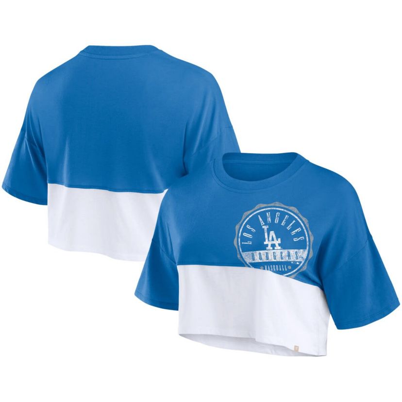 MLB Fanatics Los Angeles Dodgers Color Split Boxy Cropped T-Shirt