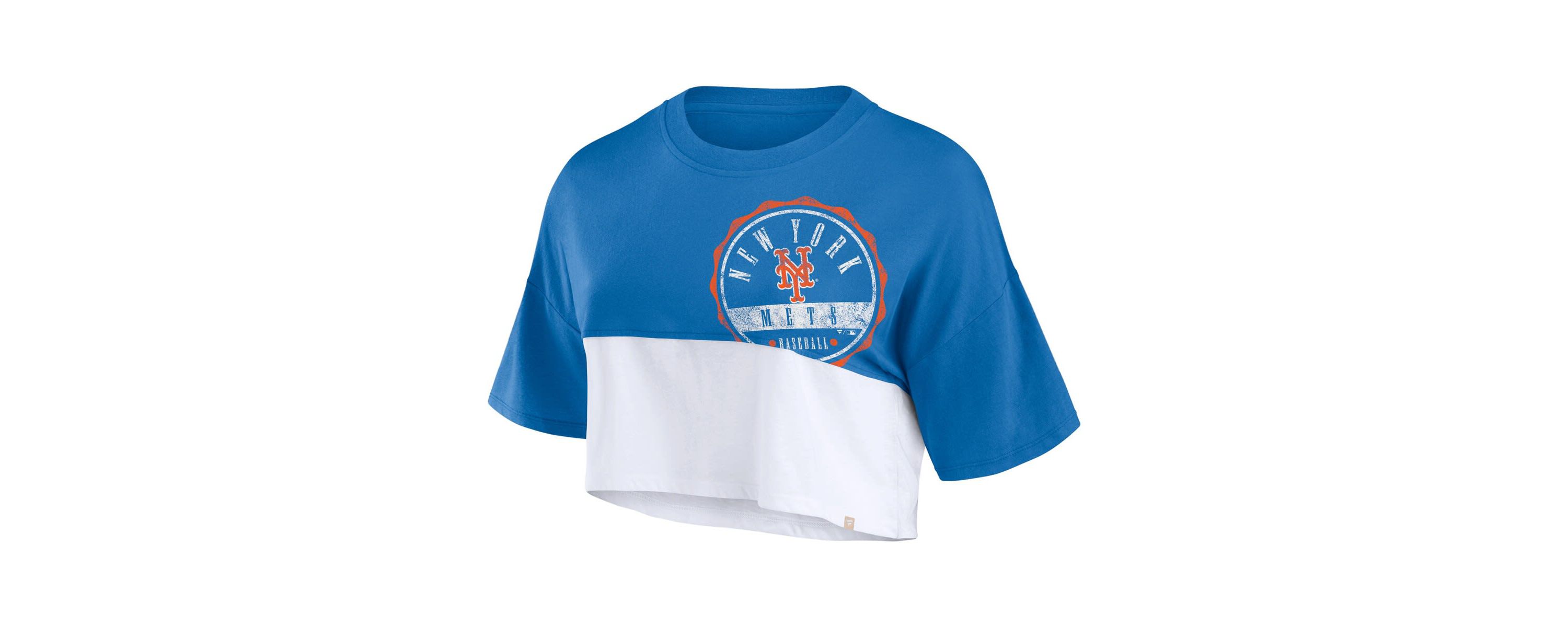 MLB Fanatics New York Mets Color Split Boxy Cropped T-Shirt