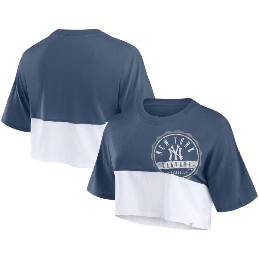 MLB Fanatics New York Yankees Color Split Boxy Cropped T-Shirt