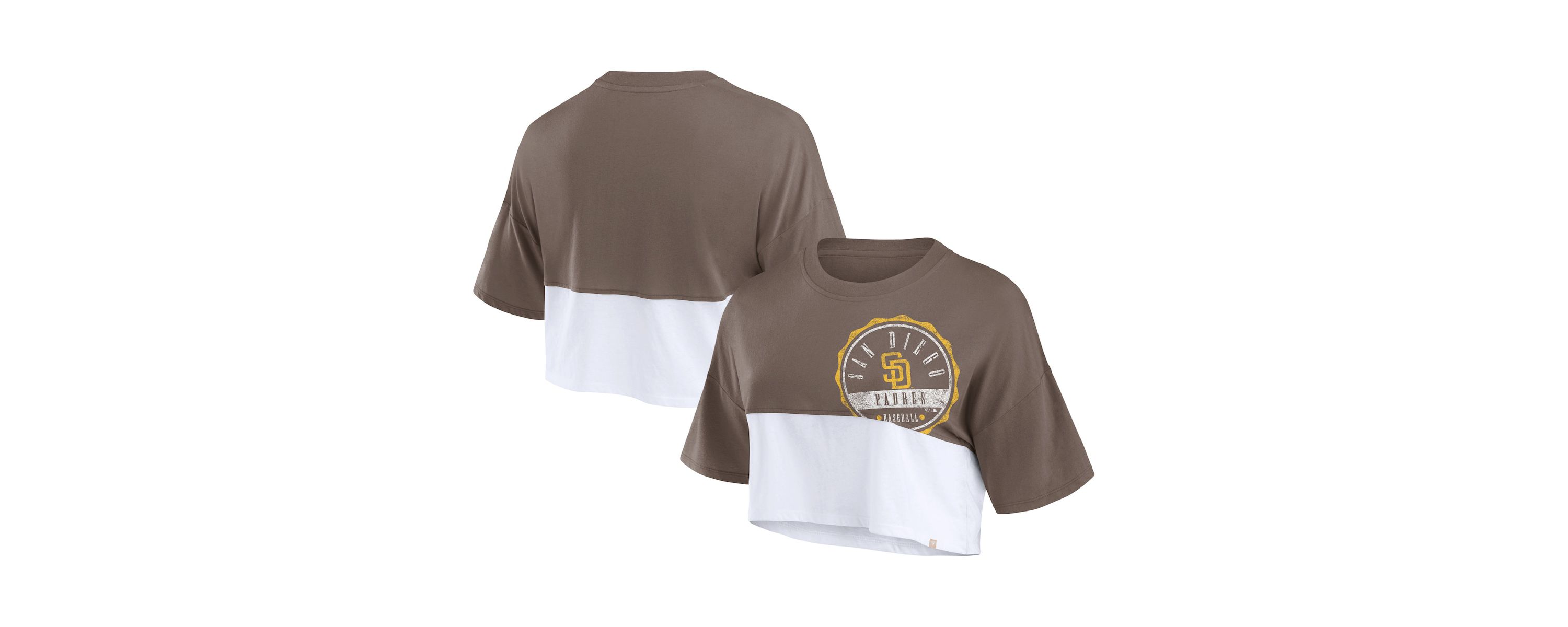 MLB Fanatics San Diego Padres Color Split Boxy Cropped T-Shirt