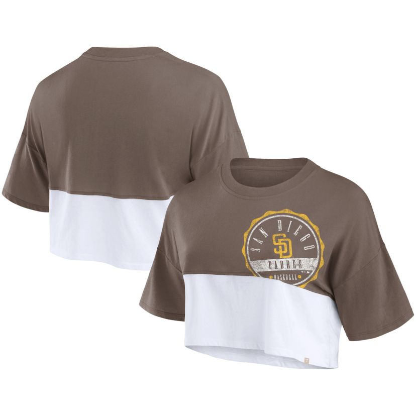 MLB Fanatics San Diego Padres Color Split Boxy Cropped T-Shirt