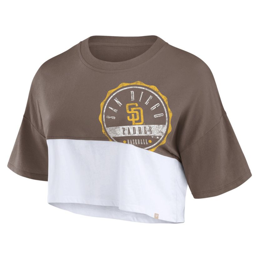 MLB Fanatics San Diego Padres Color Split Boxy Cropped T-Shirt