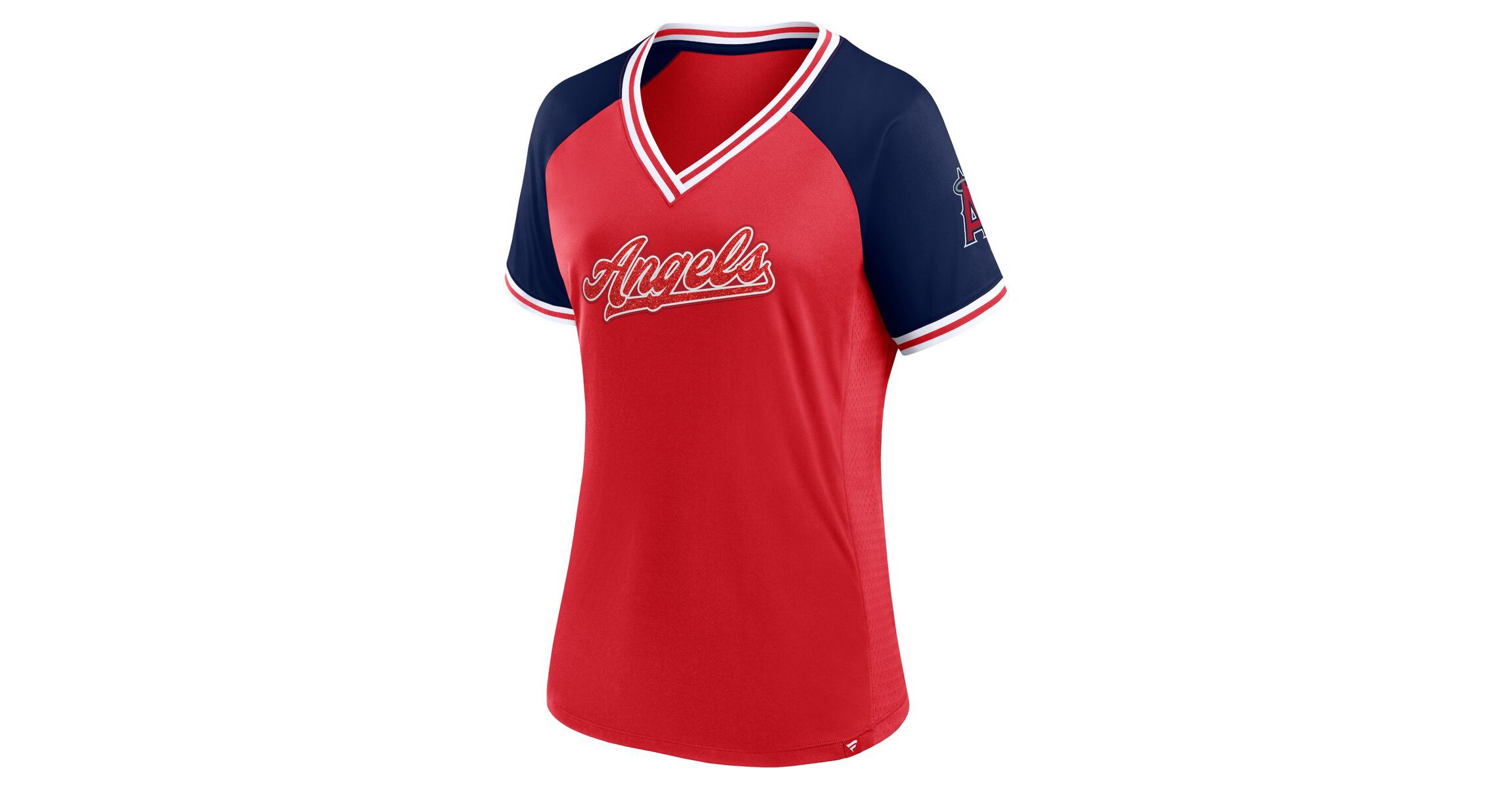 MLB Fanatics Los Angeles Angels Glitz & Glam League Diva Raglan V-Neck T-Shirt