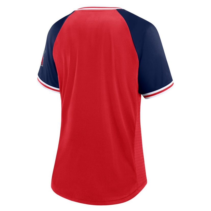 MLB Fanatics Los Angeles Angels Glitz & Glam League Diva Raglan V-Neck T-Shirt