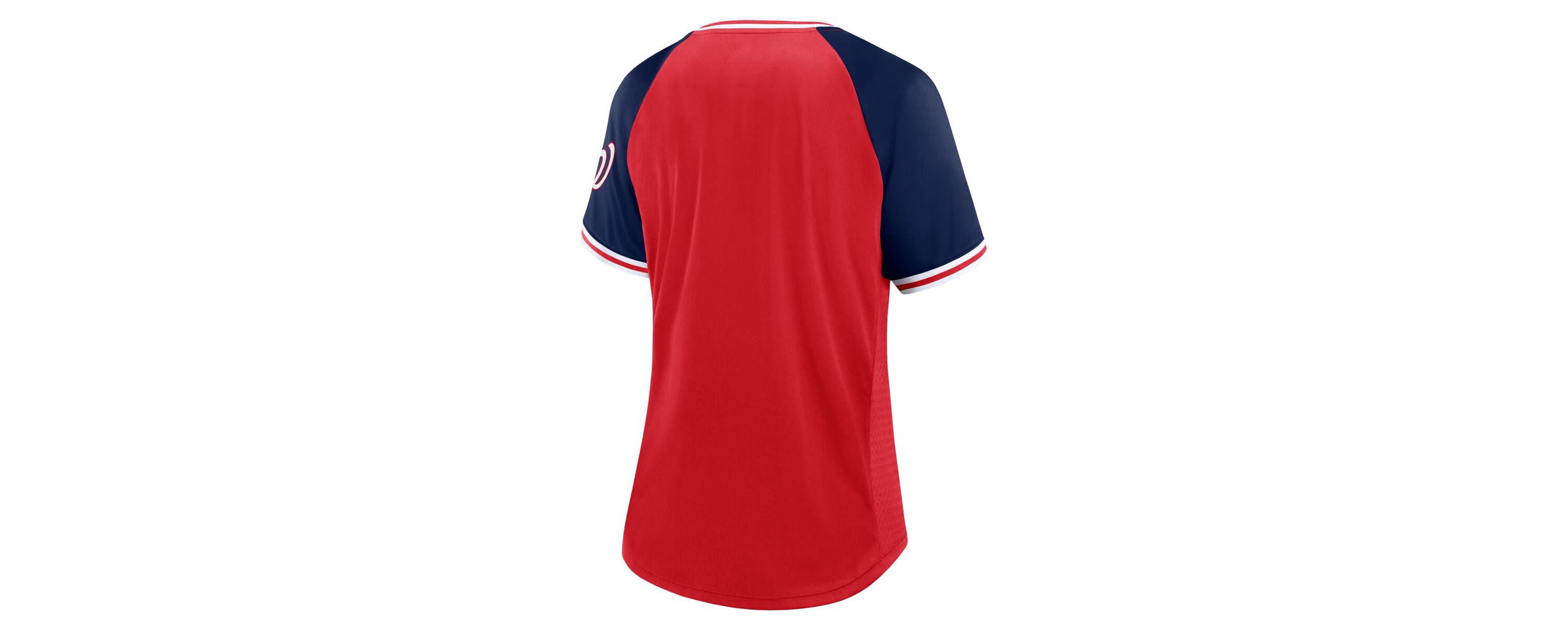 MLB Fanatics Washington Nationals Glitz & Glam League Diva Raglan V-Neck T-Shirt