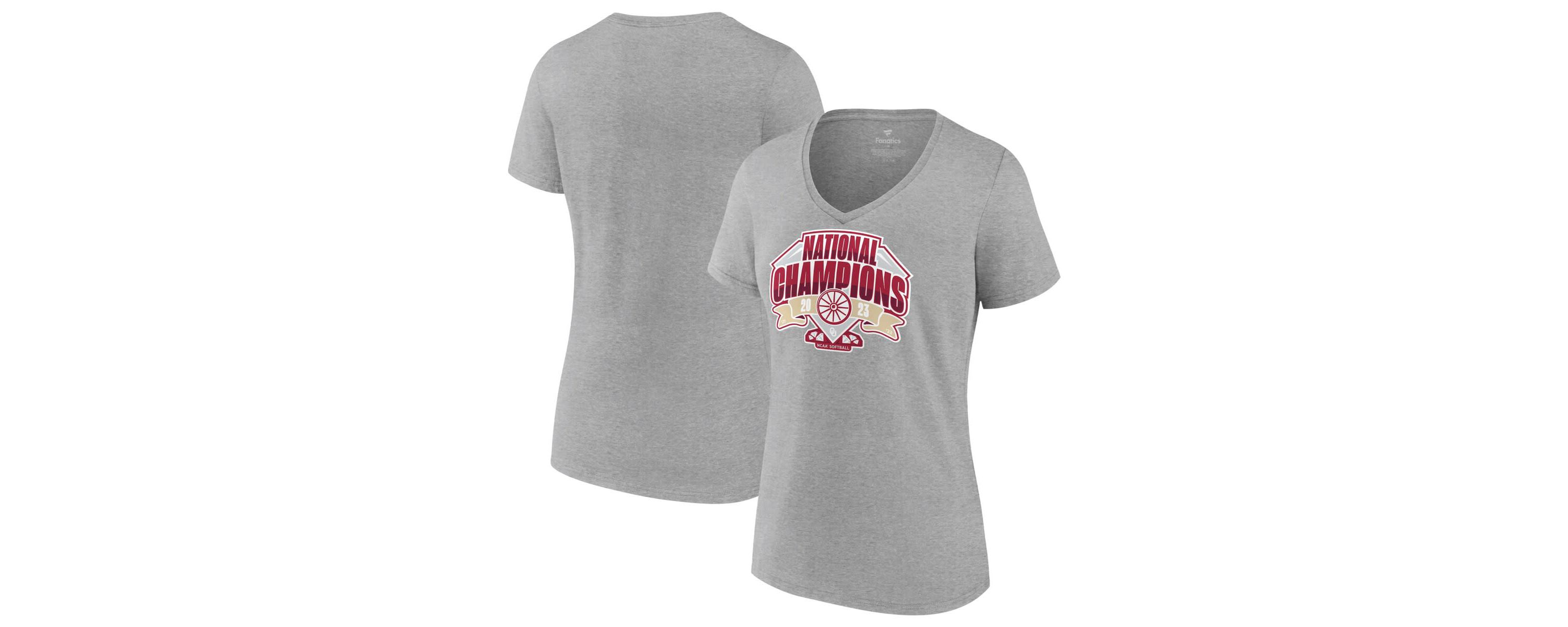 NCAA Fanatics Oklahoma Sooners 2023 NCAA Softball NCAA World Series s Official Logo V-Neck T-Shirt