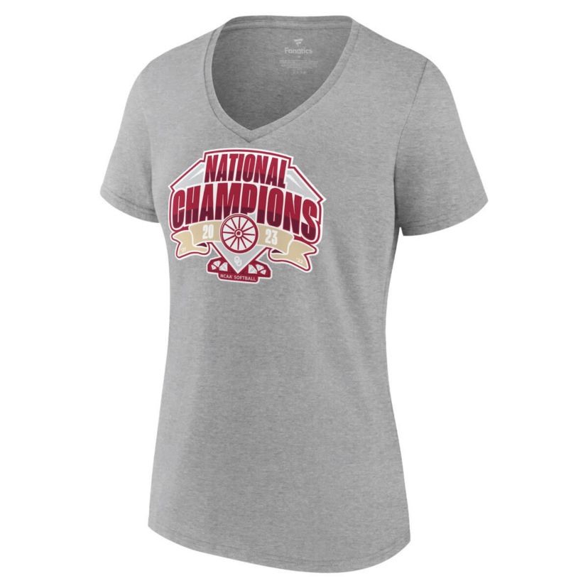 NCAA Fanatics Oklahoma Sooners 2023 NCAA Softball NCAA World Series s Official Logo V-Neck T-Shirt