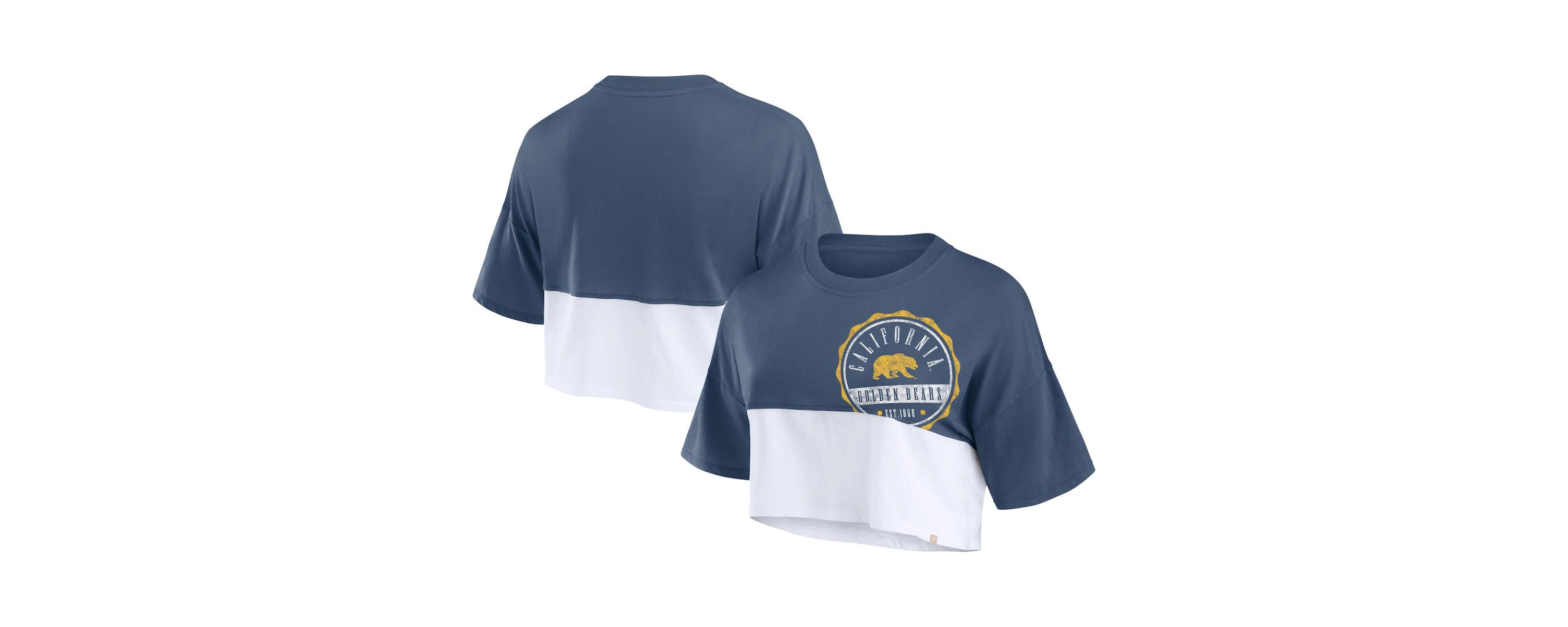 California Golden Bears NCAA Fanatics Cal Bears Oversized Badge Colorblock Cropped T-Shirt