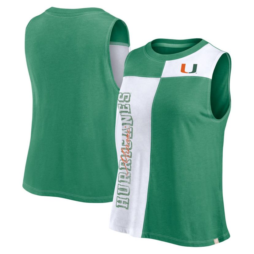 Miami (FL) Hurricanes NCAA Fanatics Miami Hurricanes Colorblock High Neck Tank Top