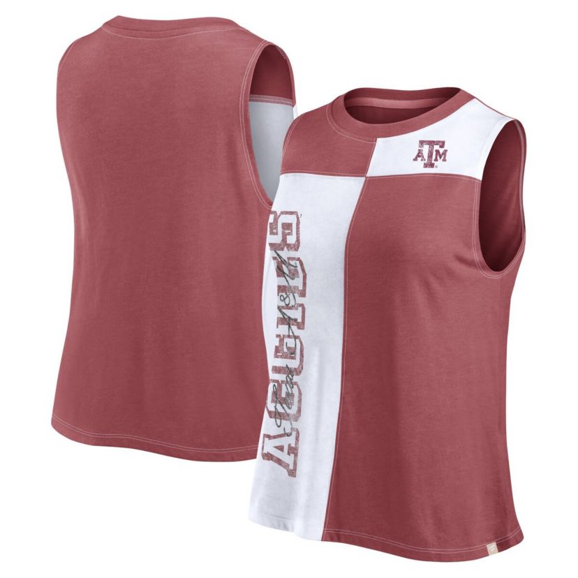 NCAA Fanatics Texas A&M Aggies Colorblock High Neck Tank Top