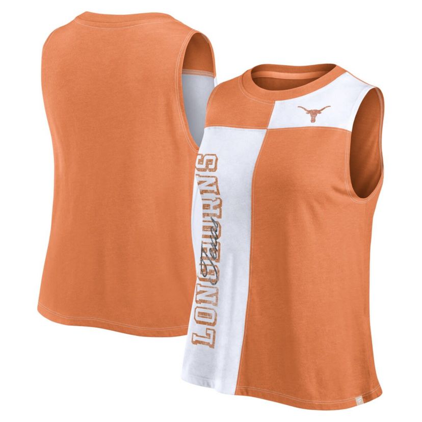 NCAA Fanatics Texas Texas Longhorns Colorblock High Neck Tank Top