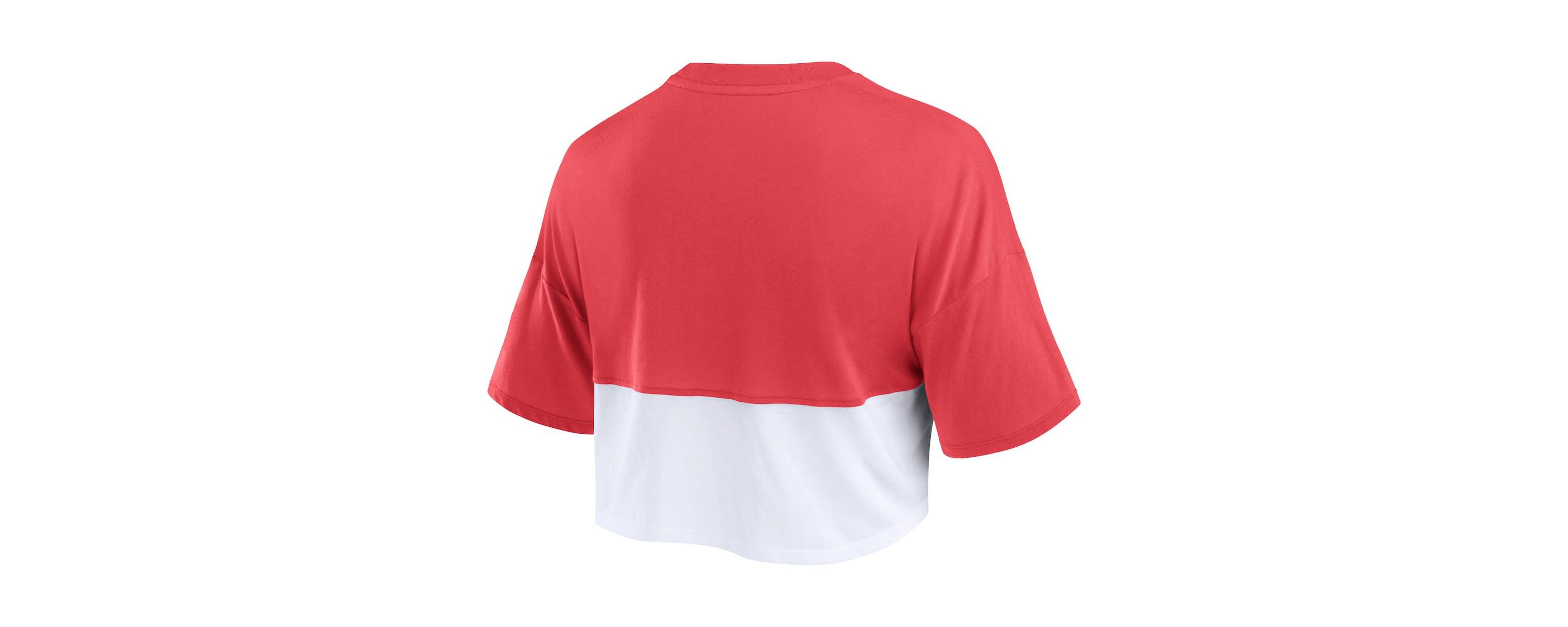 NCAA Fanatics Oklahoma Sooners Oversized Badge Colorblock Cropped T-Shirt