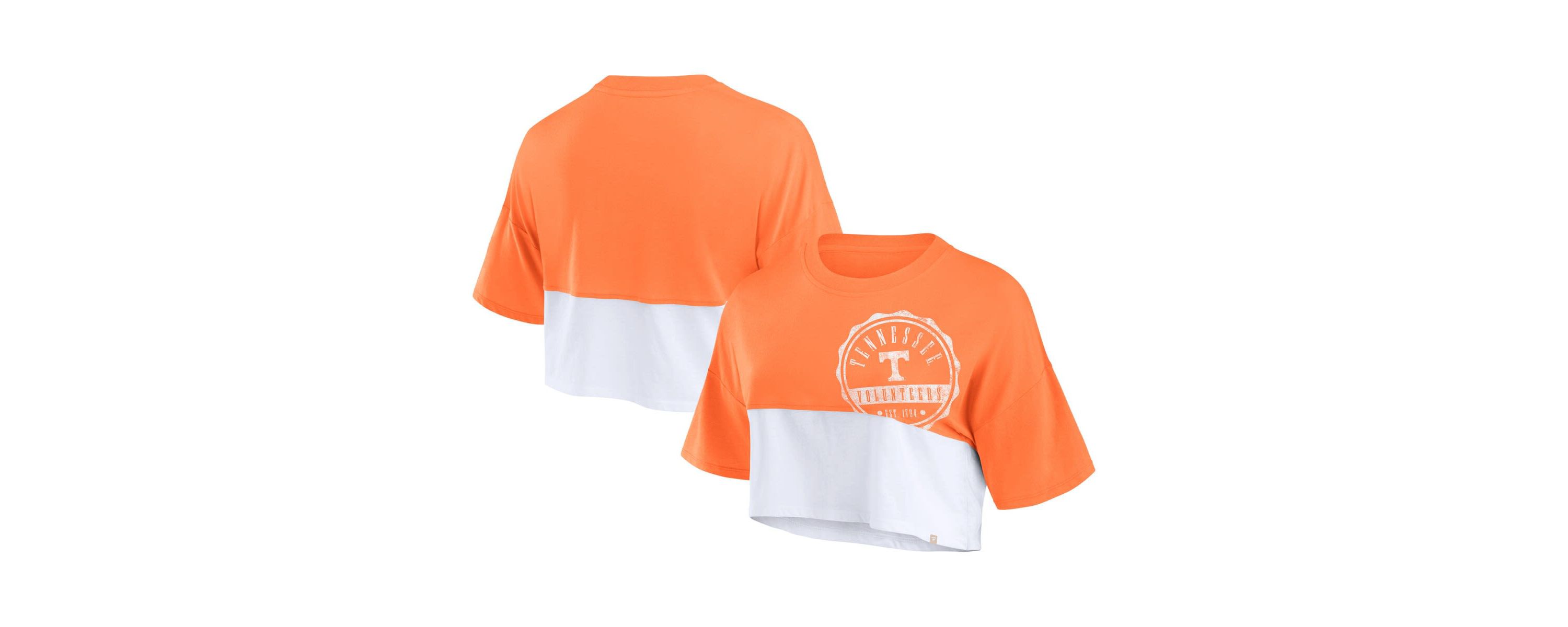NCAA Fanatics Tennessee Tennessee Volunteers Oversized Badge Colorblock Cropped T-Shirt