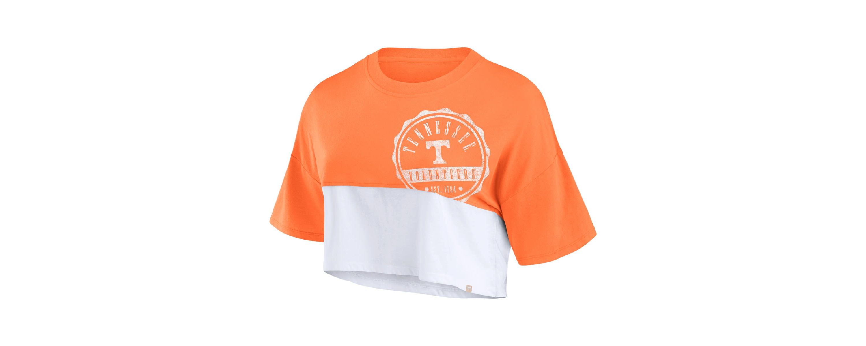 NCAA Fanatics Tennessee Tennessee Volunteers Oversized Badge Colorblock Cropped T-Shirt