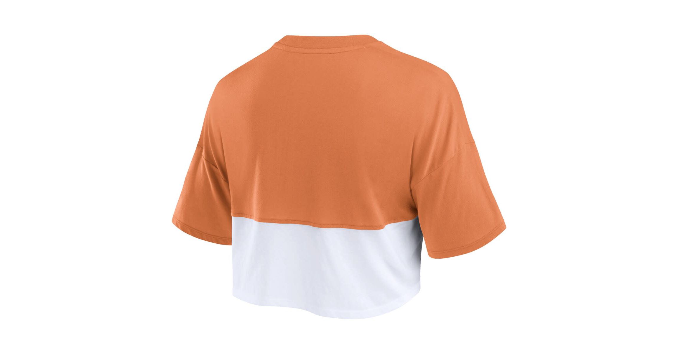 NCAA Fanatics Texas Texas Longhorns Oversized Badge Colorblock Cropped T-Shirt