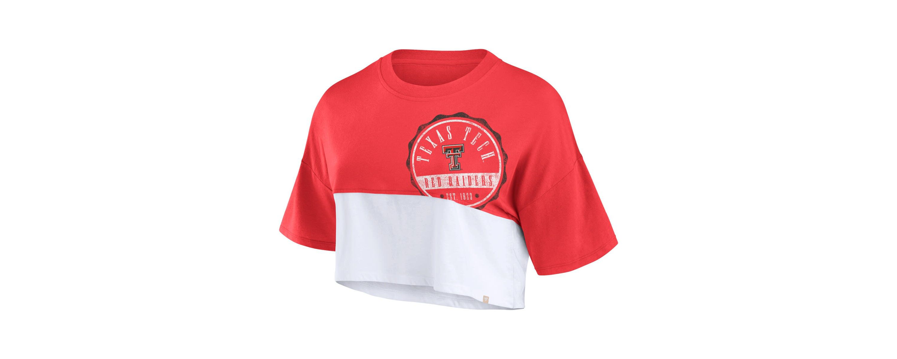 Texas Tech Red Raiders NCAA Fanatics Texas Tech Raiders Oversized Badge Colorblock Cropped T-Shirt